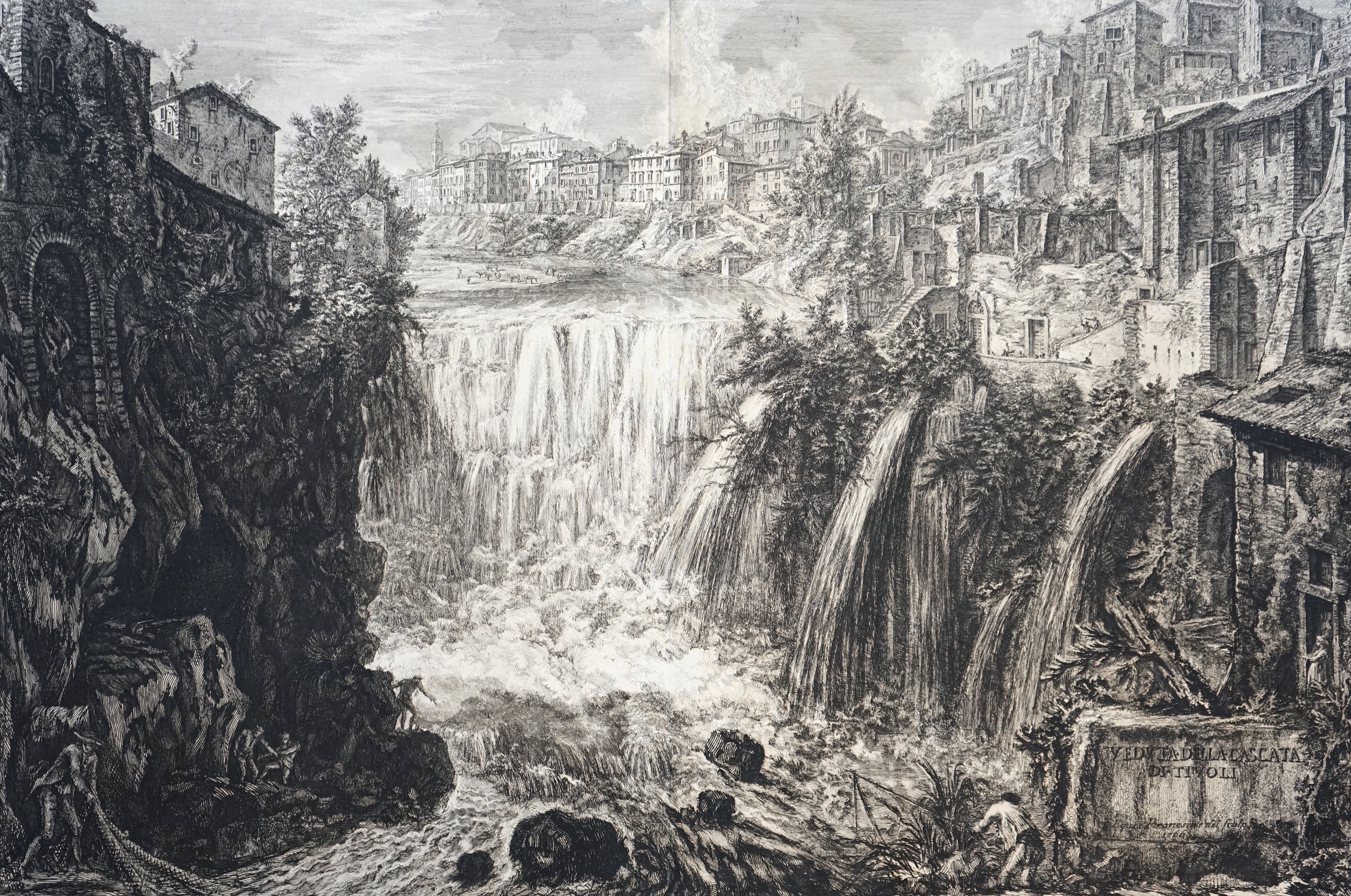 Giovanni Battista Piranesi (Italian, 1720-1778), Veduta de la Villa, Estense in Tivoli and Cascata de Tivoli, two etchings, 46 x 69.5cm and 48 x 70.5cm